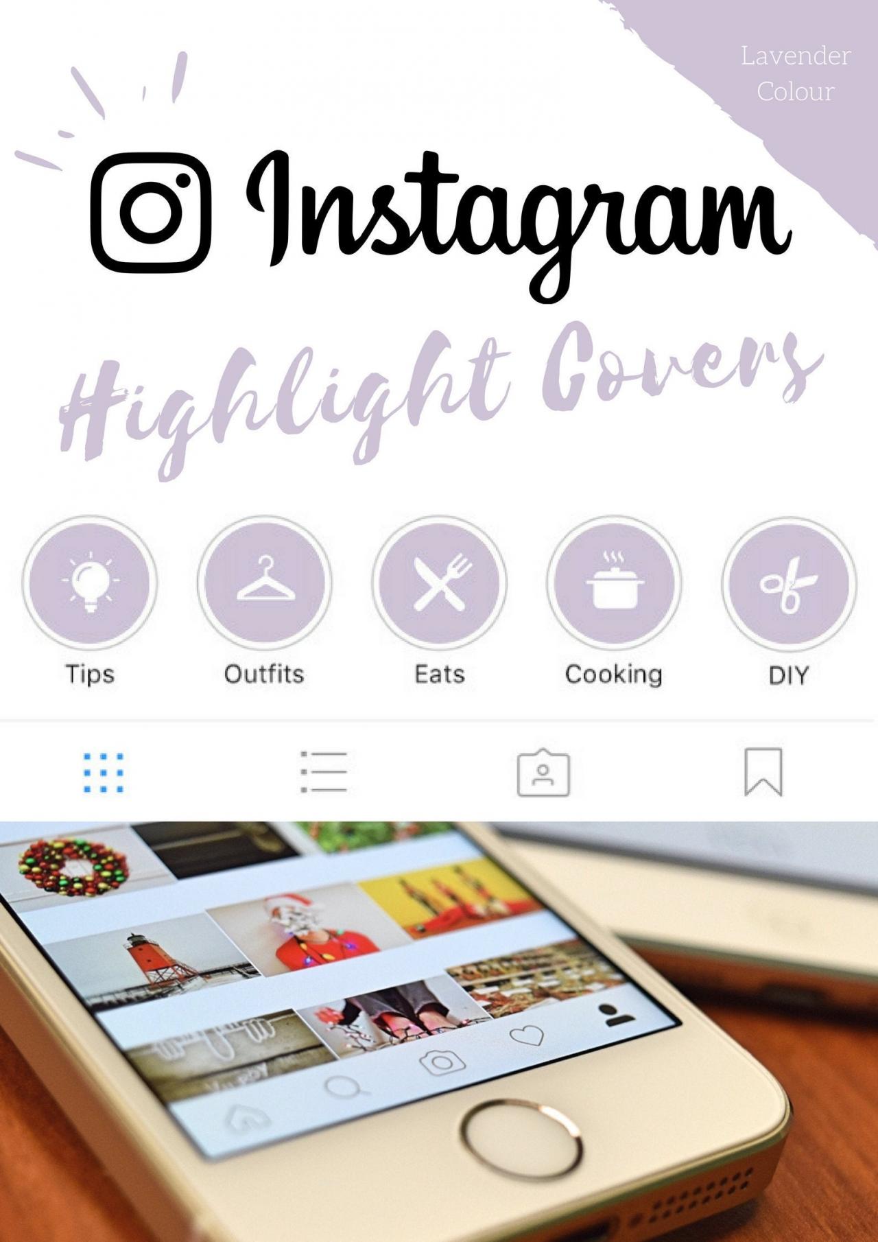 70 Instagram Stories Highlight Covers in Lavender Colour.