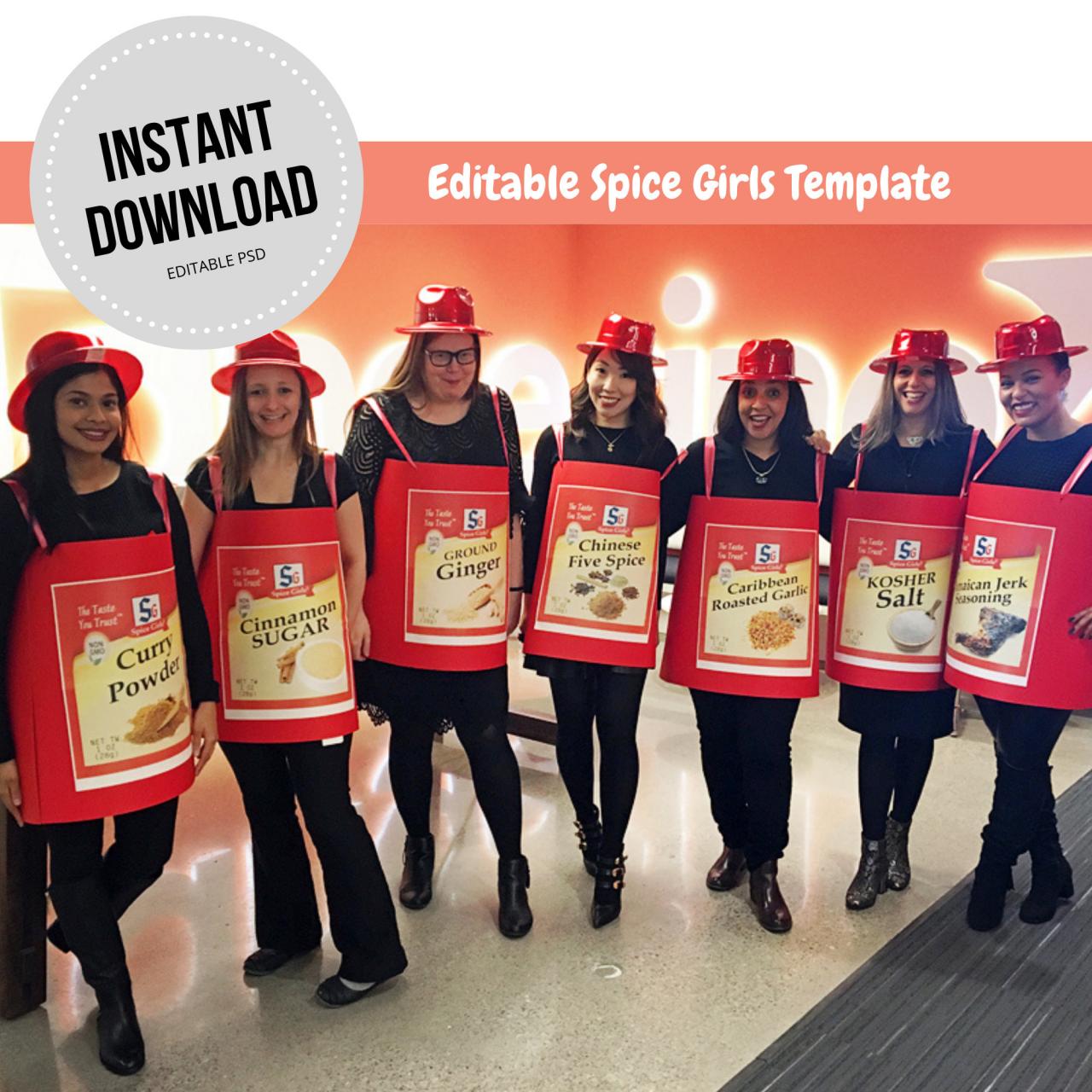 Spice Girls Halloween Costume Template | Instant Download | Editable Digital File. on Luulla for Template Free Printable Mccormick Spice Labels