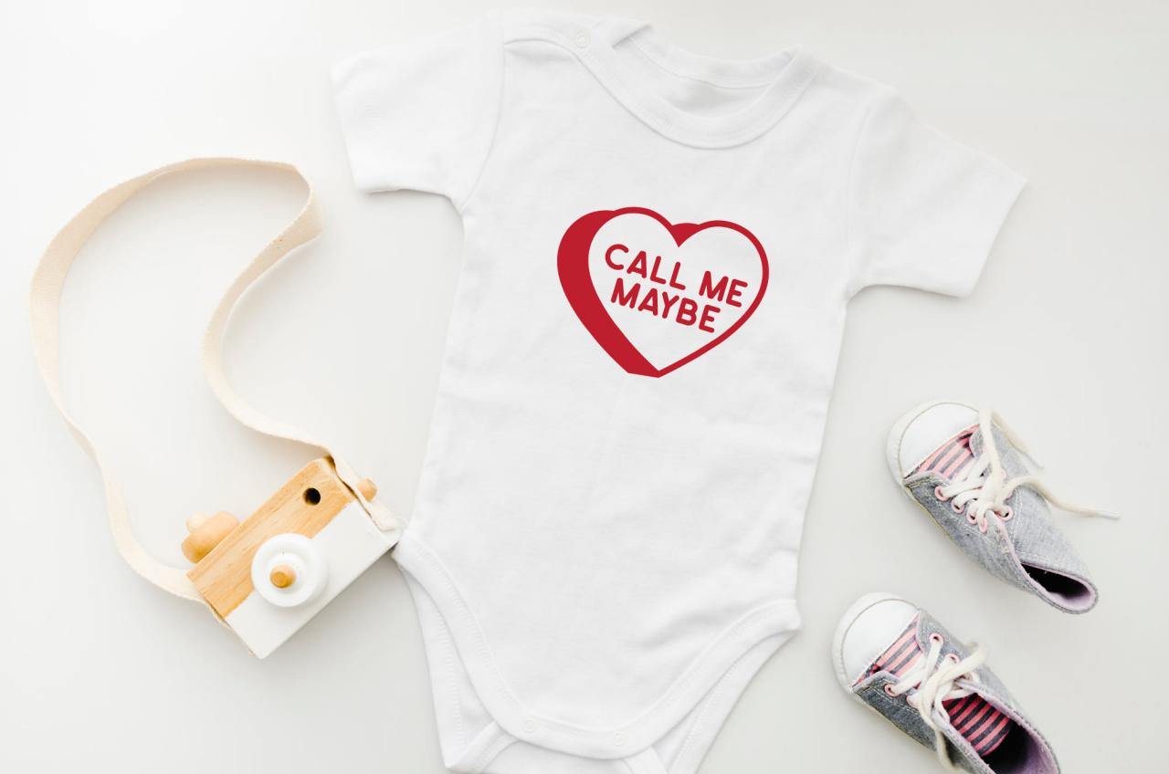 Conversation Hearts Baby Onesie | Gender Neutral Baby Bodysuit | Valentine’s Day Sweethearts Candy | Call Me Maybe | Bae | Be Mine | Hug Me.