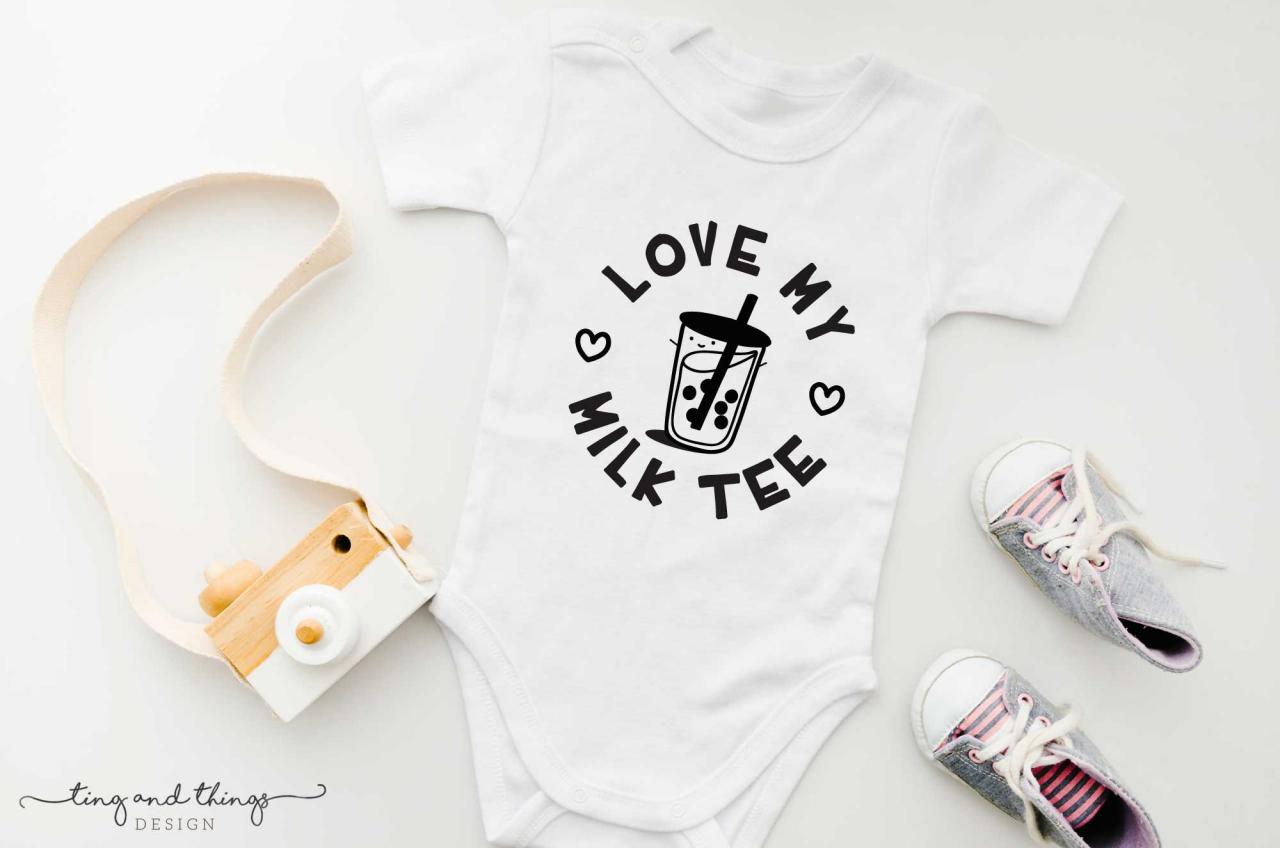 Love My Bubble Milk Tea Baby Onesie | Gender Neutral Baby Bodysuit.