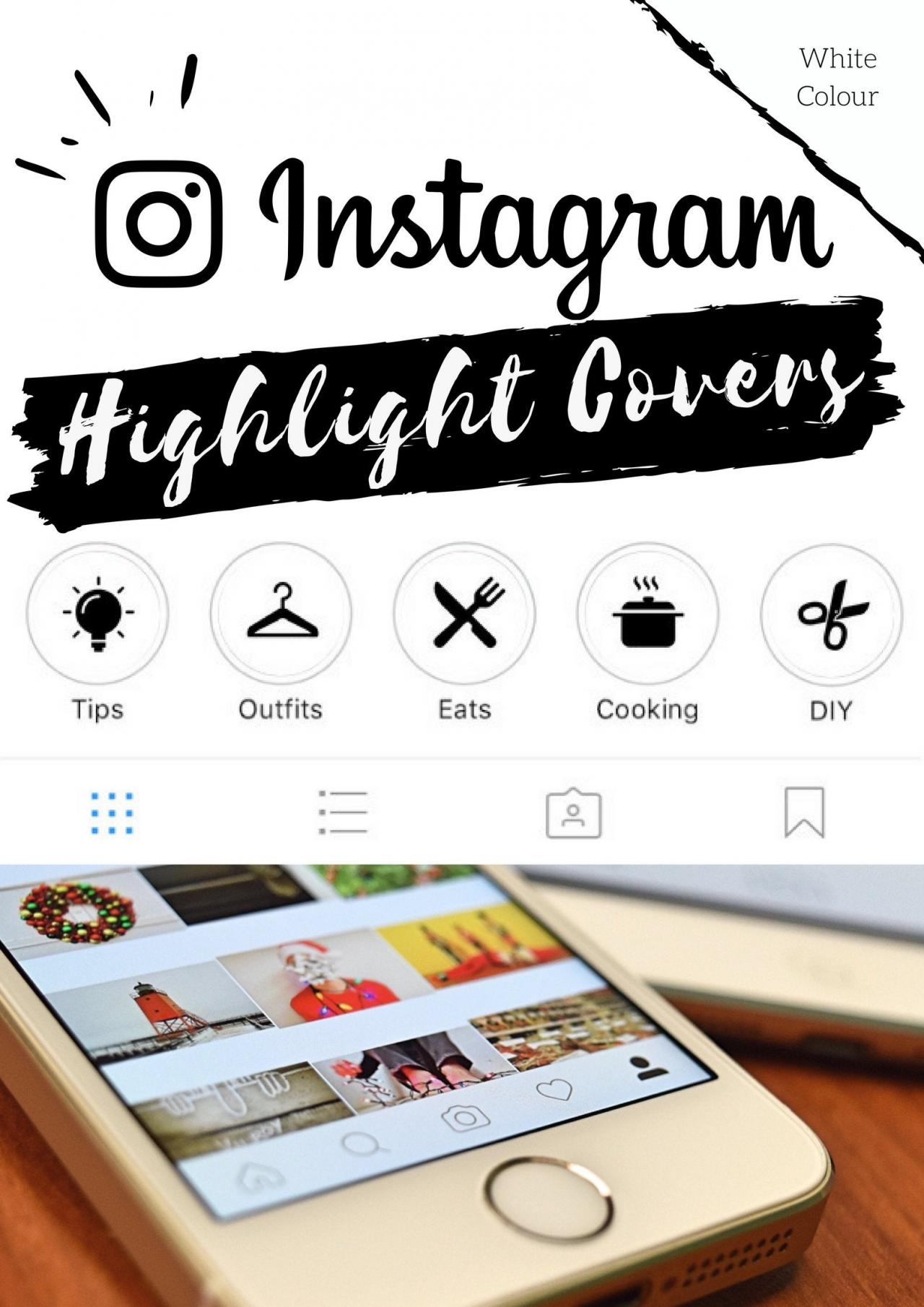 70 Instagram Stories Highlight Covers in White Colour.