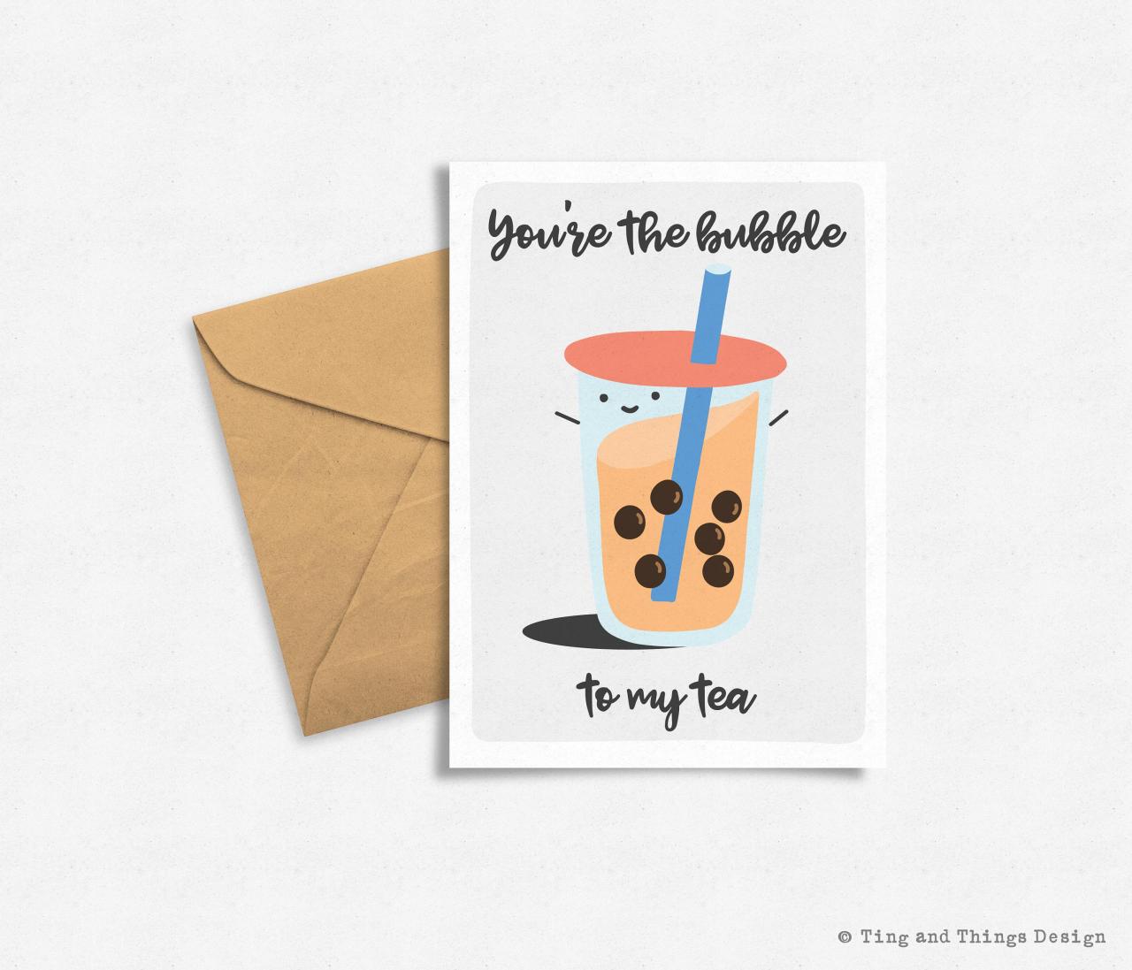 Handlettering Food Pun, Funny Bubble Tea Greeting Card, Digital Download, Printable, Valentine's Day.