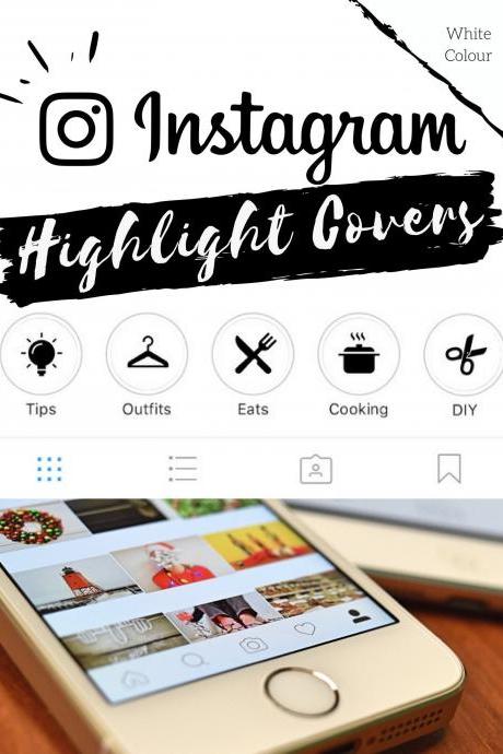 70 Instagram Stories Highlight Covers in White Colour.