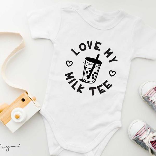 Love My Bubble Milk Tea Baby Onesie | Gender Neutral Baby Bodysuit.